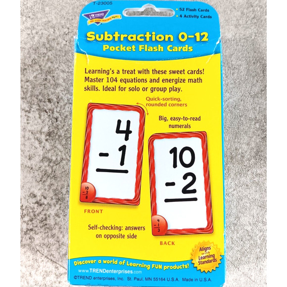 TREND Subtraction 0-12 Pocket Flash Cards T-23005 - Picture 2 of 3